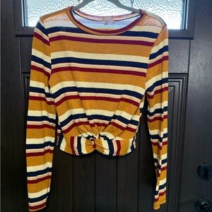 Gaze Multicolor Striped Long Sleeve Top